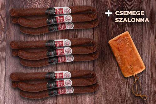 Nitritmentes Tóalmási Tüzeskolbász csomag (6pár)  + Ajándék Csemegeszalonna
