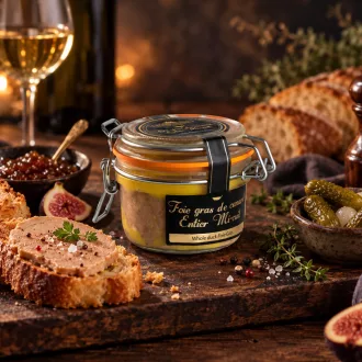   Egész hízott kacsamáj félkonzerv csatos üvegben, díszcímkével - 120g