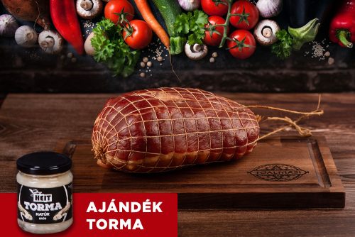 Tóalmási főtt-füstölt (KONYHAKÉSZ) kötözött sonka (1,4kg)+ AJÁNDÉK 1 db HEIT Natúr ecetes torma (200g)