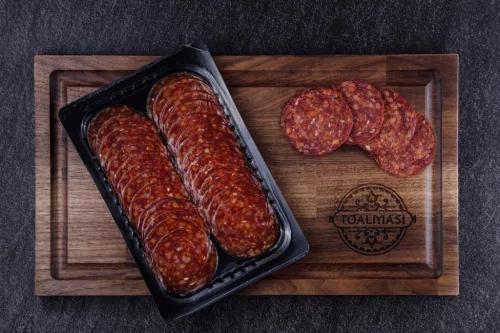 Tóalmási szeletelt CSÍPŐS mangalica szalámi (80g)