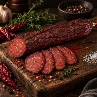   Tóalmási CSÍPŐS kézműves Szarvas szalámi díszdobozban (470g)