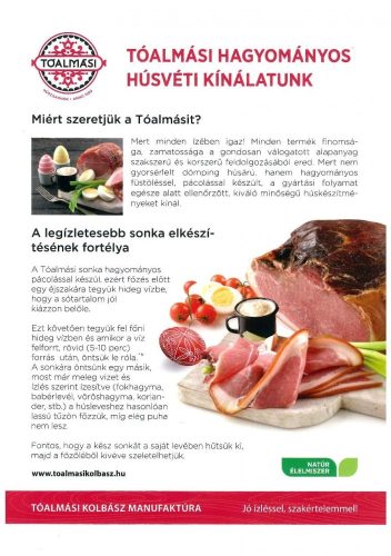 Tóalmási füstölt nyers darabolt bőrös házi sonka