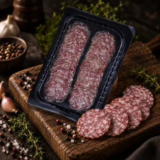 Tóalmási szeletelt PAPRIKA NÉLKÜLI házi szalámi (80g)