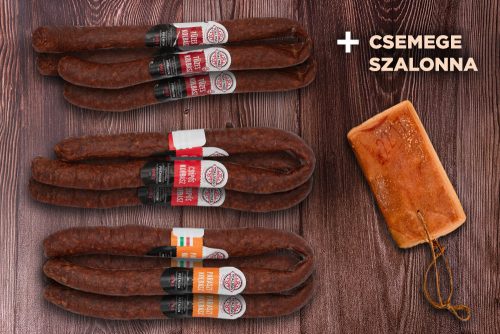 Nitritmentes Tóalmási Vegyes Kolbász csomag (6pár) + Ajándék Csemegeszalonna